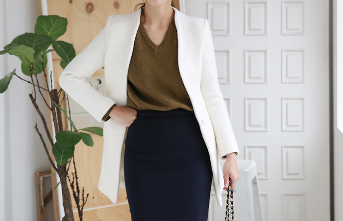 ウェーブラインウールハーフコート