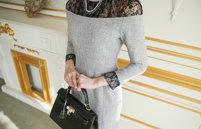 シースルーショルダーレイスワンピース