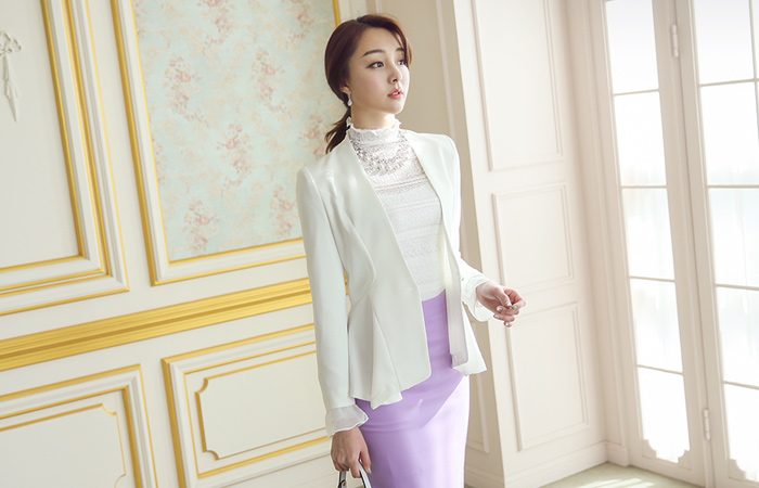 パールボタンフレアジャケット（カフス着脱）