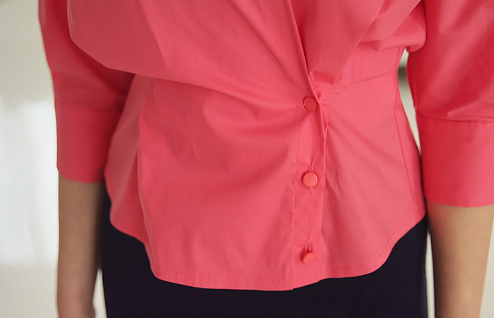 こートンスパン、ボリュームラップブラウス