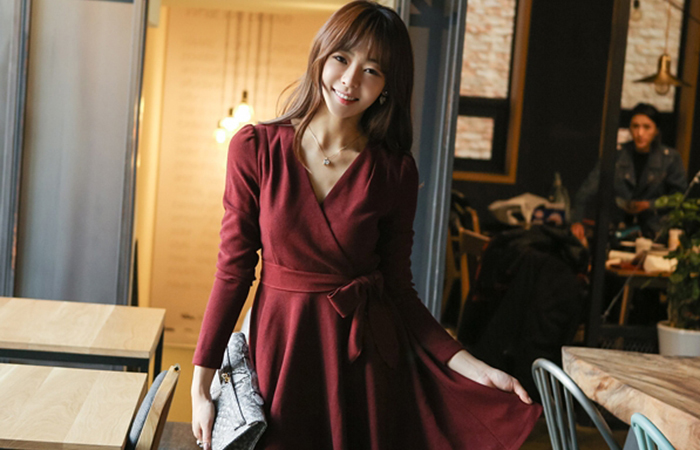 エリーラップフレアニットワンピース