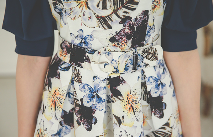 オリエンタルフローラルフレアワンピース