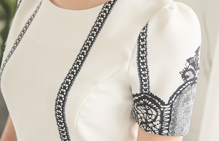 アンティークレイスプリンティングワンピース