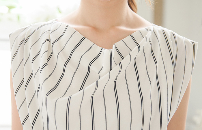 ストライプカウルワンピース