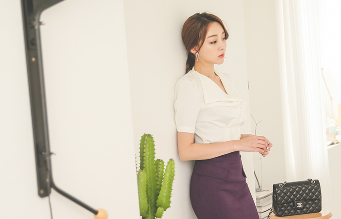 グラムピンチシャーリングウィングカラーブラウス