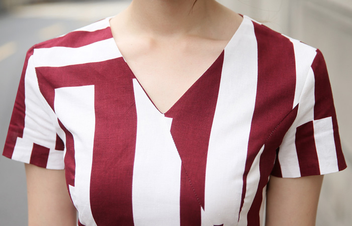 ブロックオンバルリネンワンピース