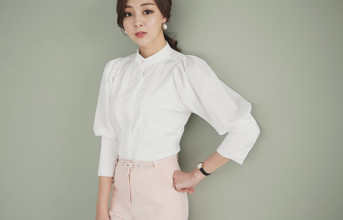 ピンタックバルンチャイナブラウス