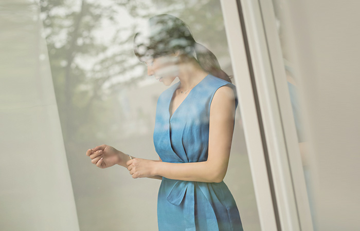 ボリュームラップリネンメディアワンピース