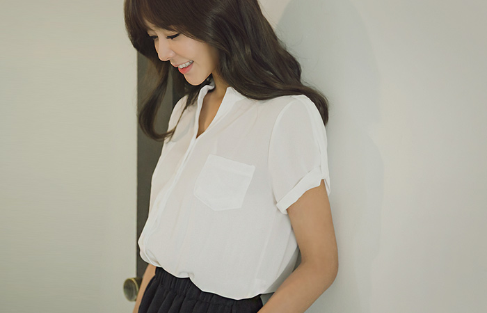 シャツ配色バンディングリネンワンピース