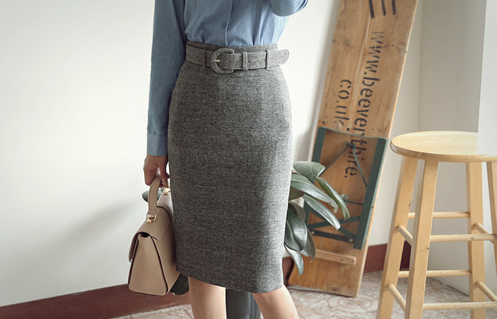 ワイドベルトミディスカート