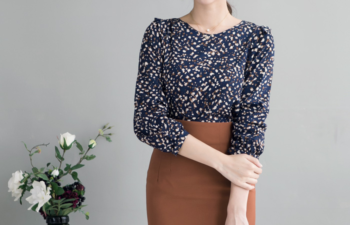 ミニレオパードブラウス