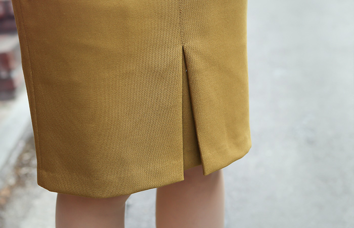 フェイク前開きミディスカート