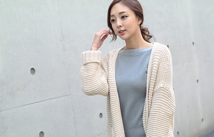 ナチュラルオーバーフィットロングニットコート