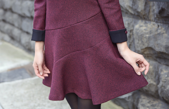 ハートネックオンバルラッフルワンピース