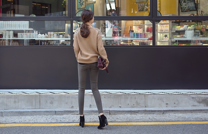 ベーシックカラースパンスキニー（ピッチ起毛）