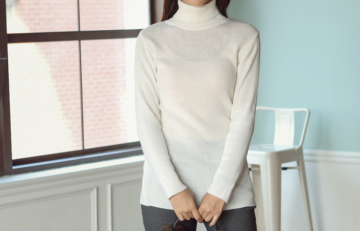 基本ボカシポロロングニット