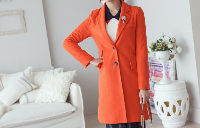 ステッチスリムフィットウールコート