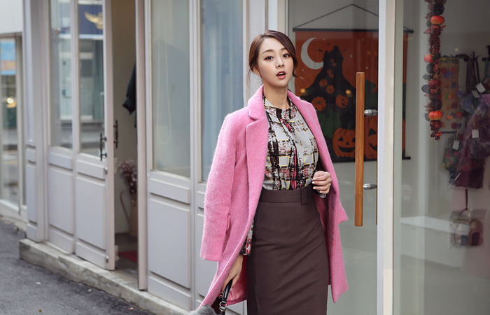 セミフィットモヘアウールコート