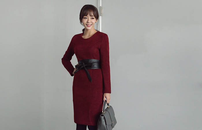 起毛裏地ニットワンピース