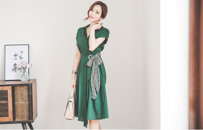 スカーフリボンベルトワンピース