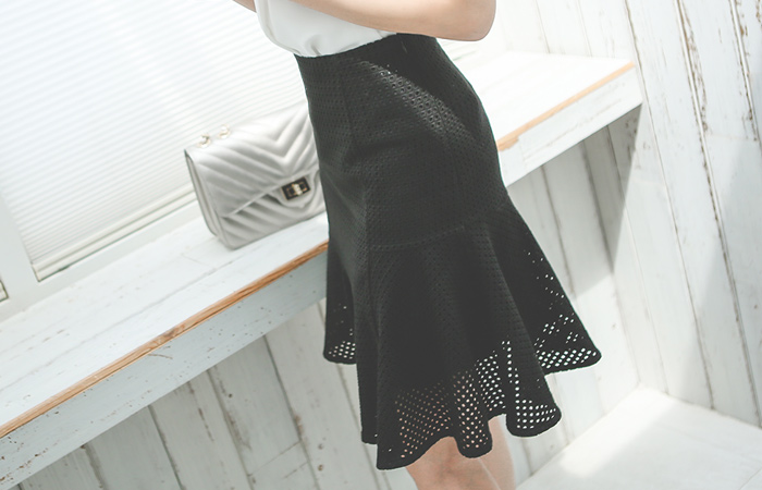 スクエアパンチングマーメイドスカート