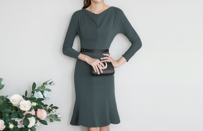 カウルボートネックマーメイドワンピース