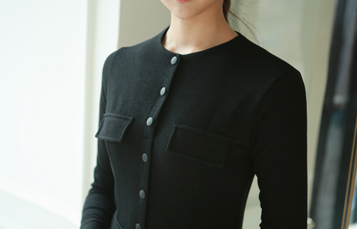 ボタンこートンスパンミニワンピース