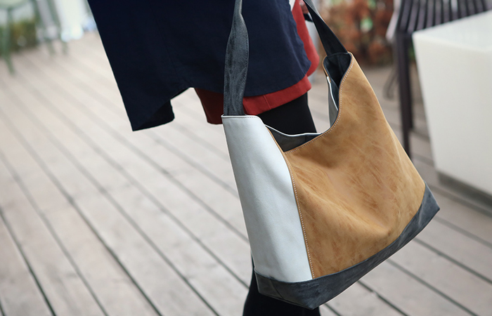 [モデル着用29車]配色ポイントカラーショルダーバッグ