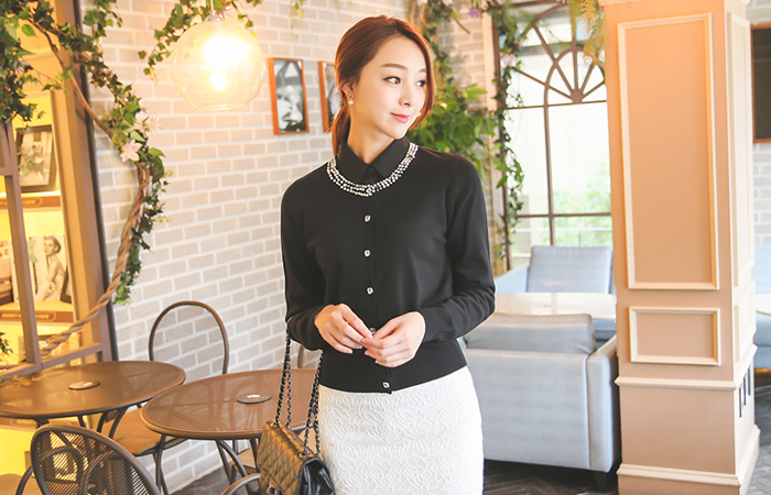 トリプルパールラインカーディガン