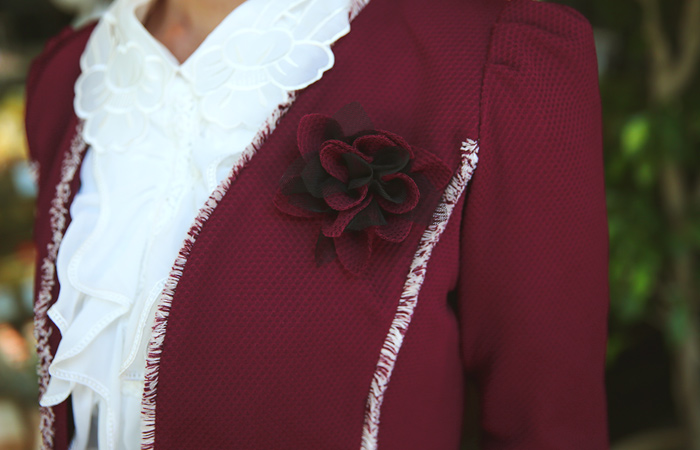 フラワーコサージュフリンジショートジャケット