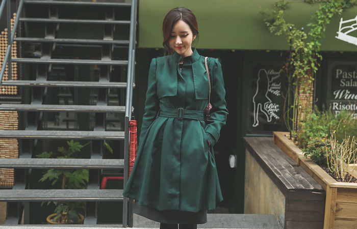 チャイナフレアジップアップトレンチ