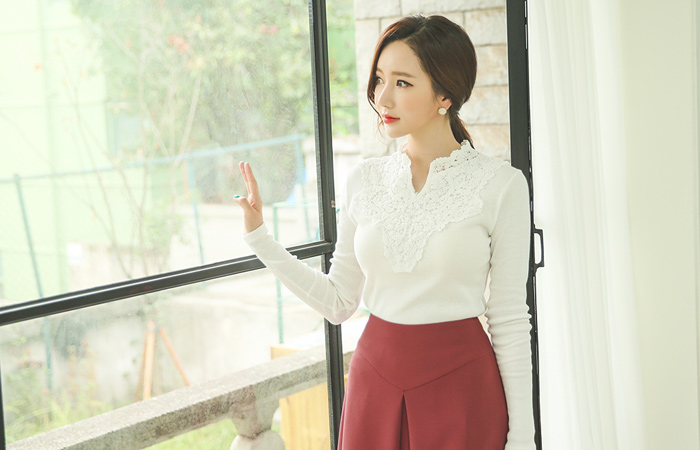 漏斗スリット刺繍レースティー（品切り）