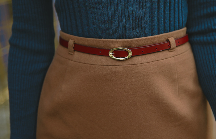 ベーシックベルト毛織スカート