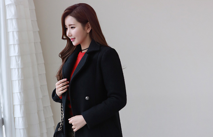 アンティークボタン部クルウルハーフコート