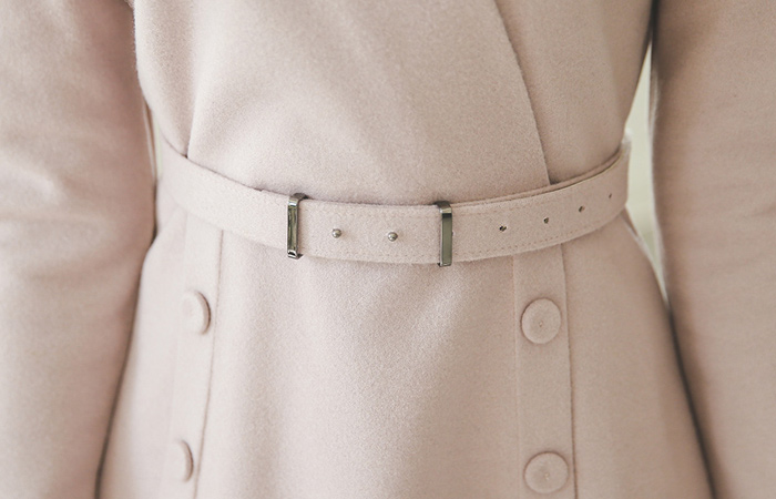 ダブルボタンAラインウールワンピース