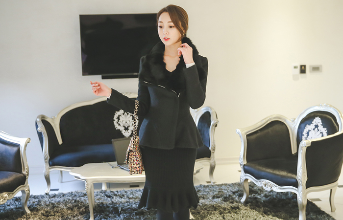 レックスファーフェプラムライダーウールジャケット