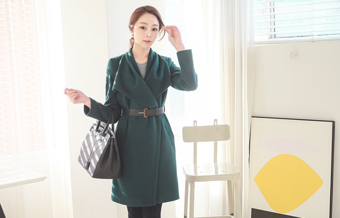 ピンチドレープショールカラーコート