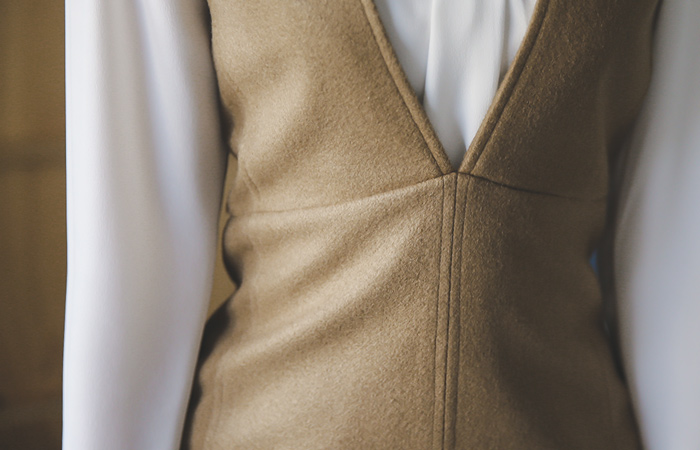 スリムバーディーサスペンダーウールワンピース