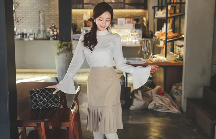 クラシック真珠ポケットプリッツスカート