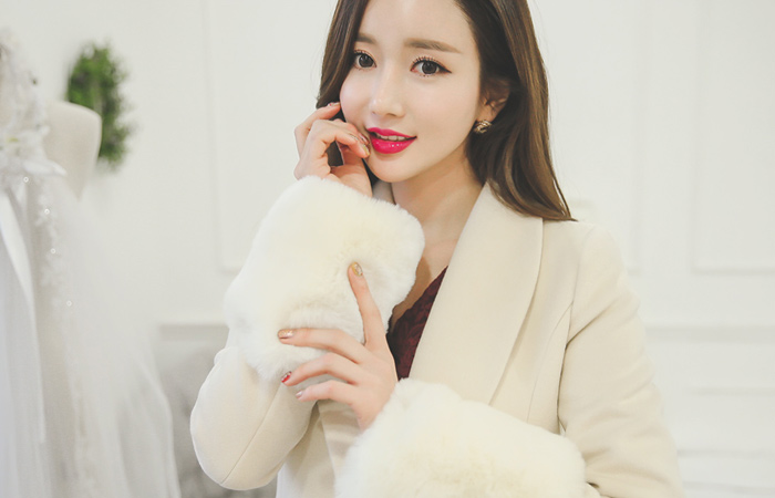 ミンクファーカフススリムコート