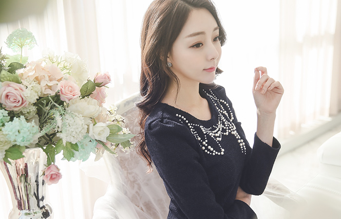 シャンデリア真珠フレアドレス