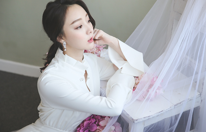 プレミアパールピンプリーツネックドレス（品切り）