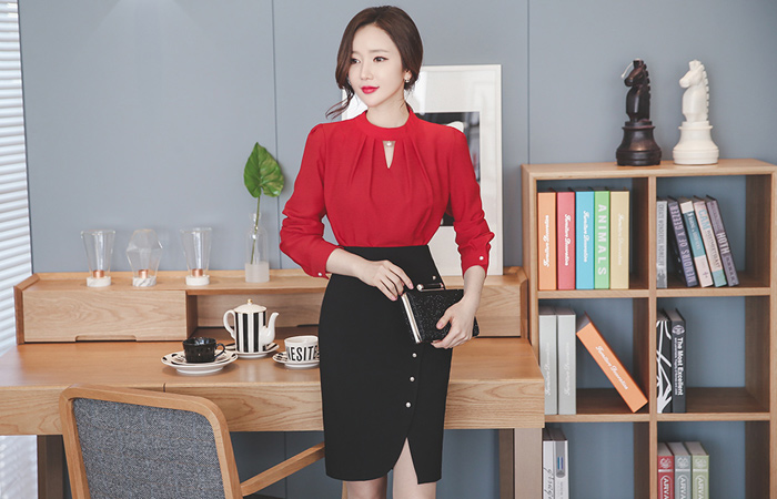 チューリップ切開パールボタンスカート