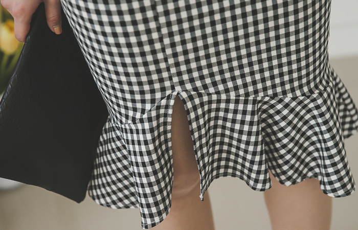 チェックスリットマーメイドスカート