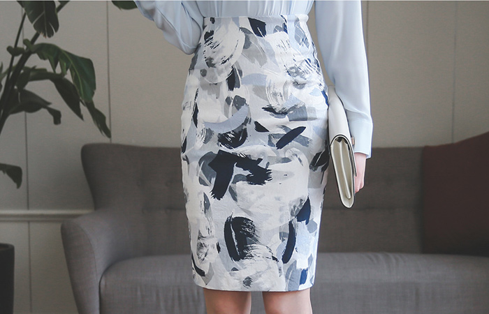 ブラシジャカードこートンスパンスカート