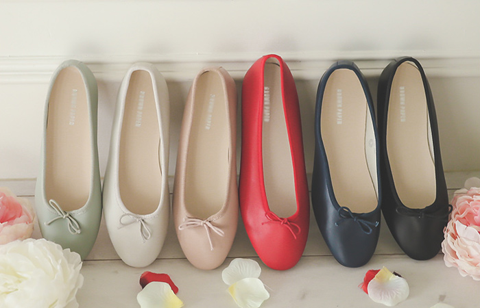 メリー米リボンフラットシューズ