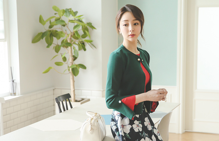 真珠ピンブローチケープカーディガン