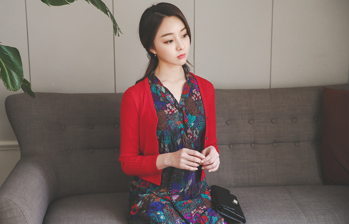 シンプルブイネックボレロカーディガン