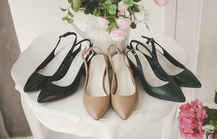 [モデル着用35차]블럭힐 バンド 코팅굽 スリングバック