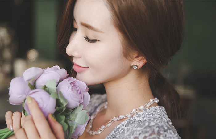 パールボタンレイスドレス＆カーディガン